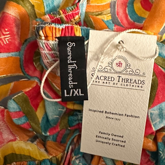 L/XL Sacred Threads Multicolor Abstract Blouse. TURQ 01. 225163 - Picture 4 of 4